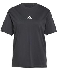 adidas - Fitness ,Zwart ,Katoen 3-Stripes Sj Tee - Lyst