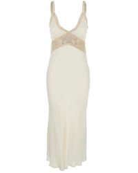 Semicouture - Weißes langes kleid mit dünnen trägern - Lyst