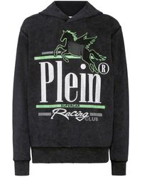 Philipp Plein - Hoodies & Sweatvesten ,Zwart ,Katoen Hoodie Sweatshirt Ls Racing Club - Lyst