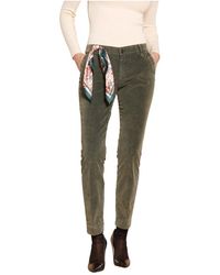 Mason's - Pantalones chino de terciopelo milleraies verde para mujer con curvas - Lyst