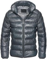 Bugatti - Gesteppte Lederjacke Mit Abnehmbarer Kapuze - Lyst