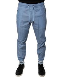 Dolce & Gabbana - Broeken ,Blauw ,Katoen Blauwe Katoenen Jogger Trainingsbroeken Met Trekkoord - Lyst