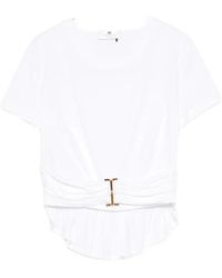Elisabetta Franchi - Overhemden ,Wit ,Peplum Jersey T-Shirt - Lyst