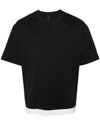 Neil Barrett - Schwarzes baumwoll-t-shirt mit weißem streifen - Lyst