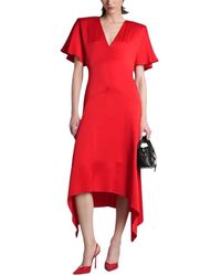 Stella McCartney - Envers Satin V-Neck Asymmetrische Jurk - Lyst