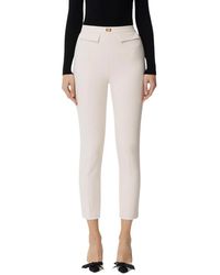 Elisabetta Franchi - Slim Fit Crêpe Broek Met Rechte Pijpen - Lyst