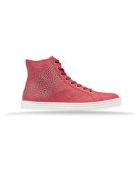 Hogan - Schoenen ,Roze ,Suède Hoge Top Leren Sneakers Met Zilveren Metalen Details - Lyst