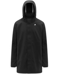 K-Way - Zwarte Bonded Parka Met Capuchon - Lyst