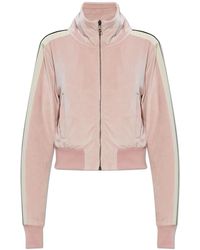 Palm Angels - Hoodies & Sweatvesten ,Roze ,Velvet Sweatshirt Met Opstaande Kraag - Lyst