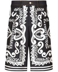 Dolce & Gabbana - Shorts in denim con stampa astratta - Lyst