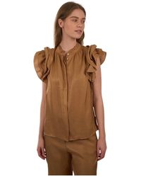 Aaiko - Overhemden ,Bruin ,Polyester Straight Top - Lyst