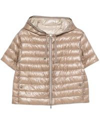 Herno - Jassen ,Korte Mouwen Hooded Jas Met Ritssluiting - Lyst