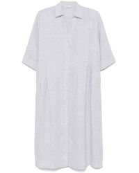 Peserico - Gestreiftes Midi Kleid Mit Knopfleiste - Lyst