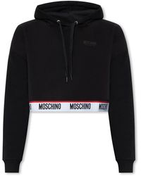 Moschino - Hoodies & Sweatvesten ,Zwart ,Katoen Logo Banda Hoodie - Lyst