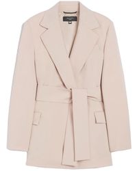 Weekend by Maxmara - Jassen ,Roze ,Wol Rechtlijnige Wollen Jas Met Riem - Lyst