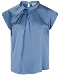 Neo Noir - Overhemden ,Blauw ,Satijn Stoffige Blauwe Drapy Satijnen Blouse - Lyst
