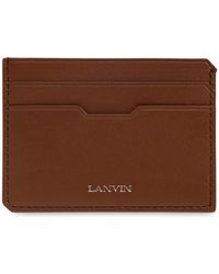 Lanvin - Accessoires ,Bruin ,Katoen Compagnon Leren Kaarthouder - Lyst