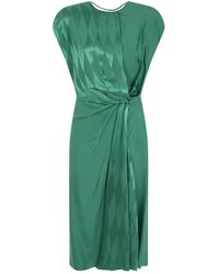 Versace - Kleedjes ,Groen ,Jacquard Zijden Gedrapeerde Midi Jurk - Lyst