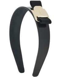 Ferragamo - Schwarzes Stoff-Haarband Mit Goldener Logo-Platte - Lyst