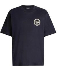 Dolce & Gabbana - Tops ,Blauw ,Katoen Dg Logo Grafisch T-Shirt - Lyst