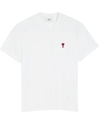 Ami Paris - Tops ,Wit ,Katoen Ami De Coeur T-Shirt - Lyst