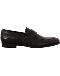 Dolce & Gabbana - Black crocodile leather slip on moccasin shoes - Lyst