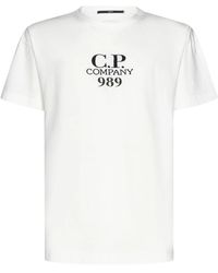 C.P. Company - T-shirt mit gesticktem logo und rundhalsausschnitt - Lyst