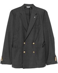 Manuel Ritz - Kostuums ,Grijs ,Double-Breasted Blazer - Lyst