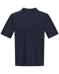 Herno - Tops ,Blauw ,Katoen Polo Shirt Met Korte Mouwen - Lyst
