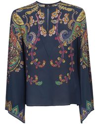 Etro - Overhemden ,Veelkleurig ,Leer Zijden Blouse Met Geplaatste Florale Paisleyprint - Lyst