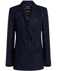 Kiton - Jassen ,Blauw ,Wol Linnen En Wollen Double-Breasted Jas - Lyst