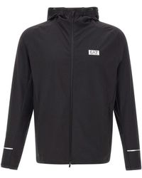 EA7 - Hoodies & Sweatvesten ,Zwart ,Polyester Dynamic Athlete Zip-Up Sweatshirt - Lyst