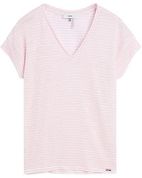 Cinque - Tops ,Roze ,Linnen Linnen V-Hals Shirt Met Oprolmouwen - Lyst