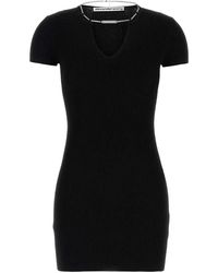 Alexander Wang - Kleedjes ,Zwart ,Zwarte Viscose Blend Minijurk - Lyst
