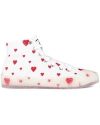 Moschino - Sneakers heart logo high-top bianche/rosse - Lyst