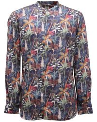 Mazzarelli - Grünes Stein Slim Koreanisches Hemd - Lyst