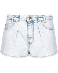 Pinko - Shorts de mezclilla azul con parche de logo - Lyst