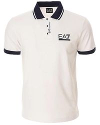 EA7 - Stretch piqué polo shirt - Lyst