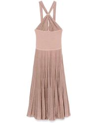 Antonino Valenti - Beiges geripptes strick keyhole kleid - Lyst