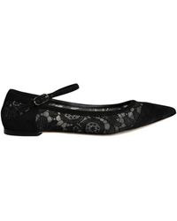 Dolce & Gabbana - Black Taormina Lace Bellucci Flats Shoes - Lyst