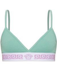 Versace - Ondergoed ,Groen ,Katoen Ribbed Cotton-Jersey Bralette - Lyst