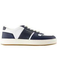 Hogan - Schoenen ,Blauw ,Leer Blauwe Leren Sneakers Met Ronde Neus - Lyst