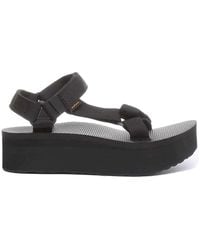 Teva - Zwarte Flatform Sandaal Met Band - Lyst