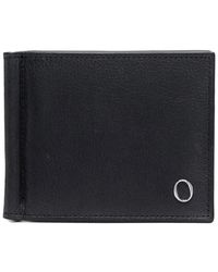 Orciani - Accessoires ,Zwart ,Leer Zwarte Leren Bi-Fold Portemonnee Met Logo-Embleem - Lyst