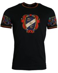 Dolce & Gabbana - Schwarzes logo print crew neck t-shirt - Lyst