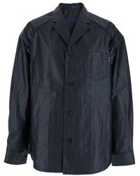 Juun.J - Zwarte Gecoate Katoenen Shirt Met Getailleerde Kraag - Lyst