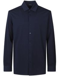 Herno - Overhemden ,Blauw ,Katoen Shirt Van Superfine Katoen Stretch - Lyst