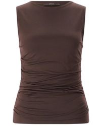 Windsor. - Tops ,Bruin ,Leer Mouwloze Lyocell Top Met Geplooide Zijkanten - Lyst