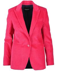 Dondup - Jassen ,Roze ,Katoen Fluwelen Lange Jas Met Knoopsluiting - Lyst
