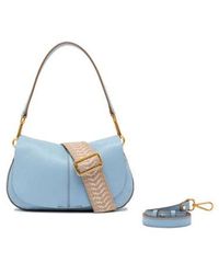 Gianni Chiarini - Tassen ,Blauw ,Leer Gestructureerde Leren Handtas Helena Round - Lyst
